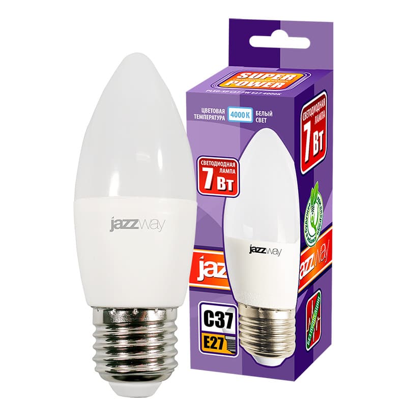 Лампа светодиодная LED 7w E27 4000K свеча 230/50