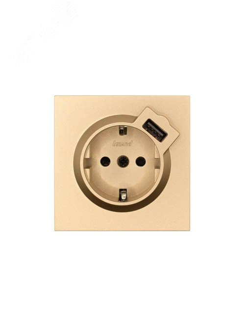 ZIMA Розетка с заземлением (16 А) + USB ,механизм, золото Lezard 704-3688-181