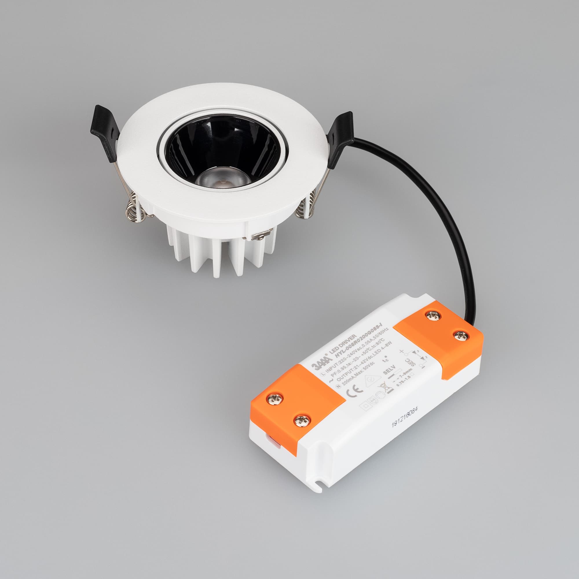 Светильник MS-FORECAST-BUILT-TURN-R82-8W Warm3000 (WH-BK, 32 deg, 230V)