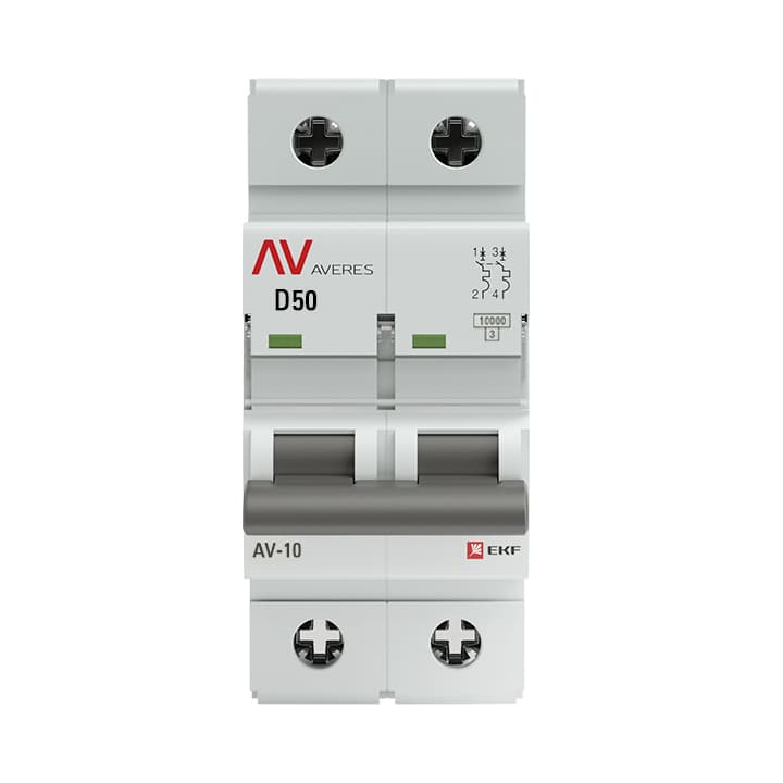 Выключатель автоматический AV-10 2P 50A (D) 10kA AVERES