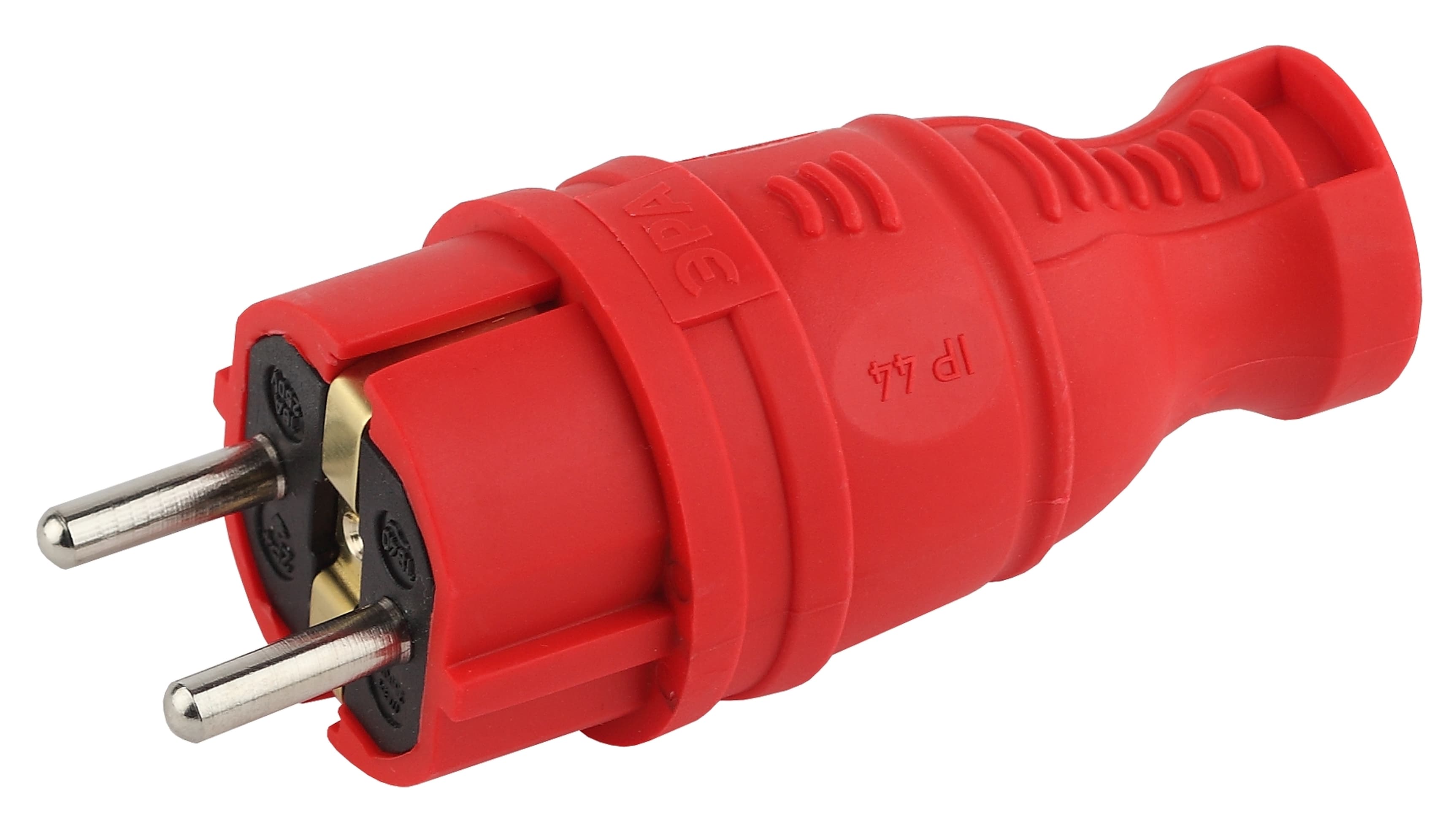 Вилка каучуковая з/з прямая 16A IP44 красная V8-RED-IP44