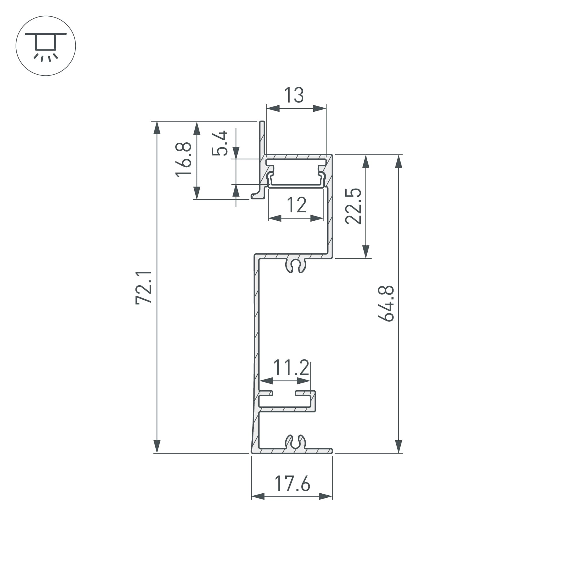 Профиль PLINTUS-H73-F-2000 WHITE (Алюминий)