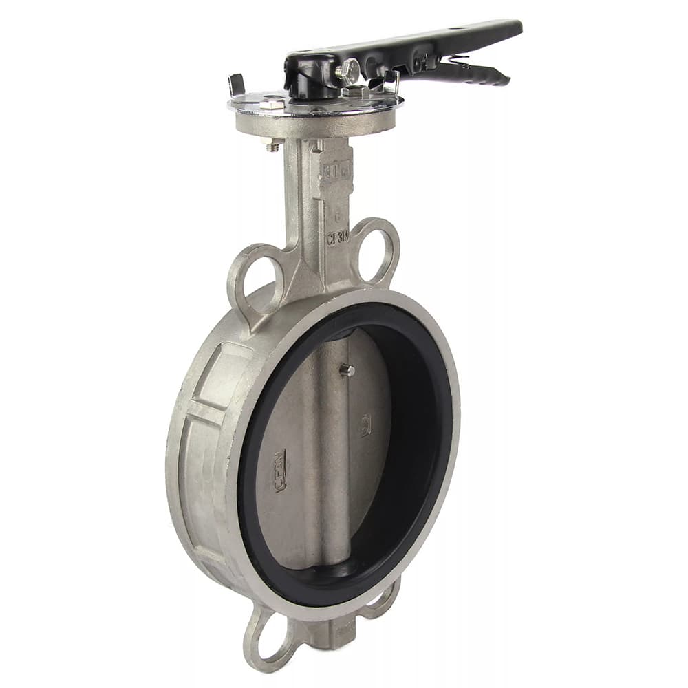 Затвор дисковый поворотный 316L-316L-EPDM Ду300 Ру16 корпус и диск нержавеющая сталь 316L, уплотнение EPDM, с рукояткой, квадрат 22х22, F10