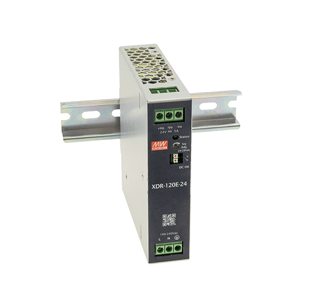 AC-DC, 120Вт, вх.85…264V AC, 47…63Гц 120…370В DC, вых.12В10A (пиковый 13А), рег. вых 12...15В, изол.3000В AC, DC OK, в кожухе на DIN-рейку 30х125,2х116мм,-40…+70°С, 3 года гарантии