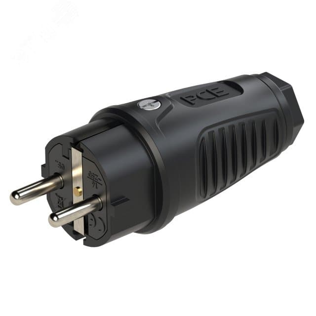 Вилка каб 16А/250V/2P+E/IP54 корпус черный, маркер черный