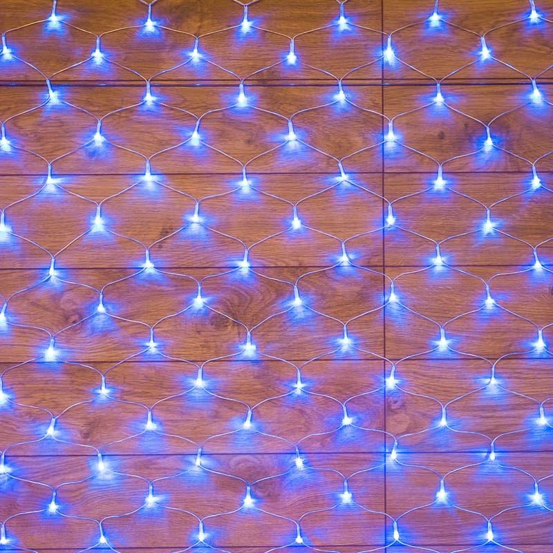 Гирлянда Сеть 1,5х1,5 м, прозрачный ПВХ, 150 LED синие