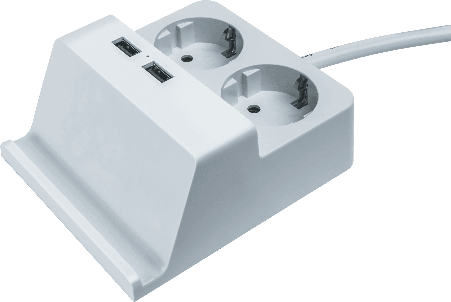 Удлинитель бытовой с заземлением 2 USB, подставка для телефона, 1,5м