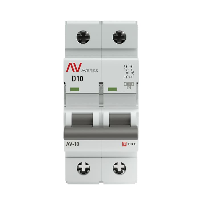 Выключатель автоматический AV-10 2P 10A (D) 10kA AVERES
