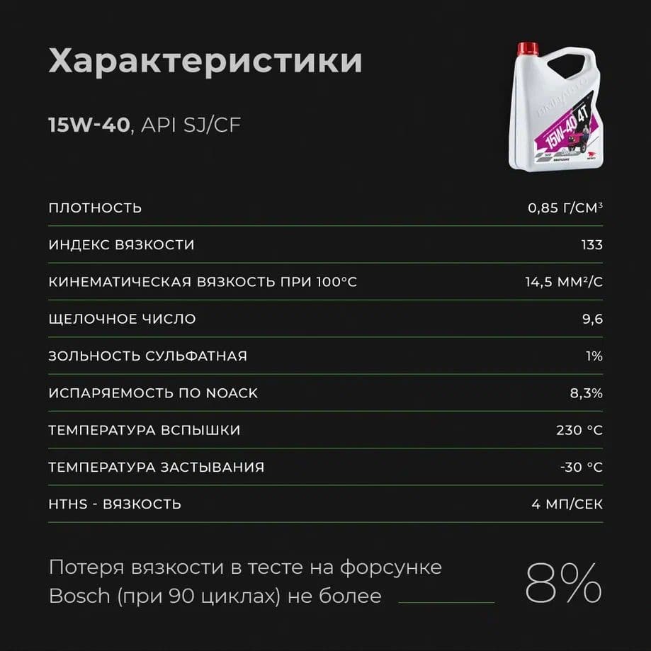 Масло 4х Тактное 15W-40, SJ/CF, 1л канистра