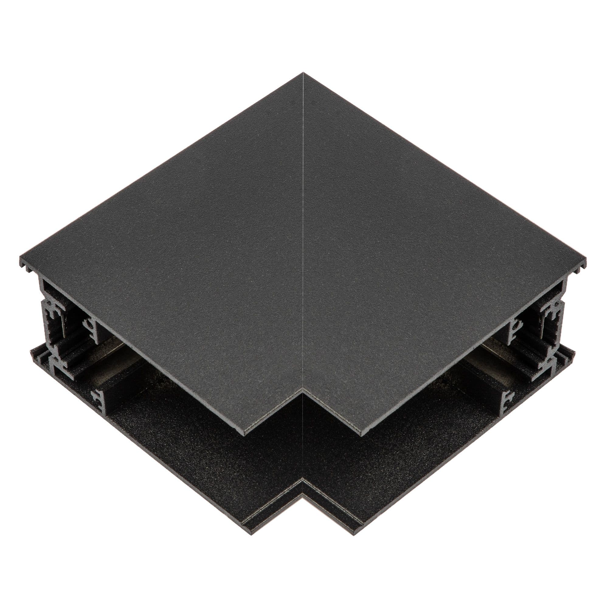 Коннектор UBX-MS22/35 BLACK для накладных магнитных шинопроводов, 35 мм. Угловой. Вертикальный. Черный.