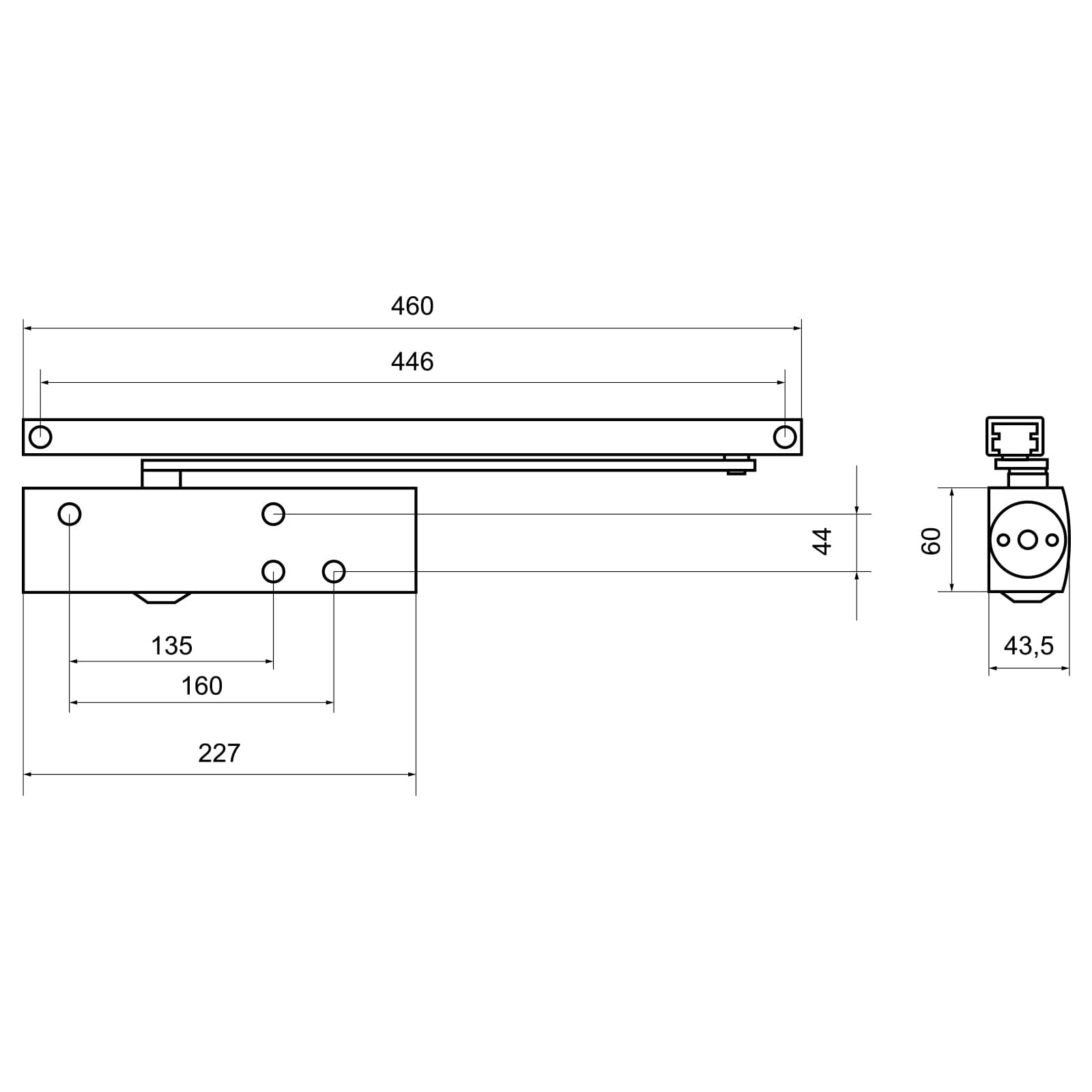 Доводчик дверной  БУЛАТ  PROFI ДД 802/5 BH-W (25-120кг) белый