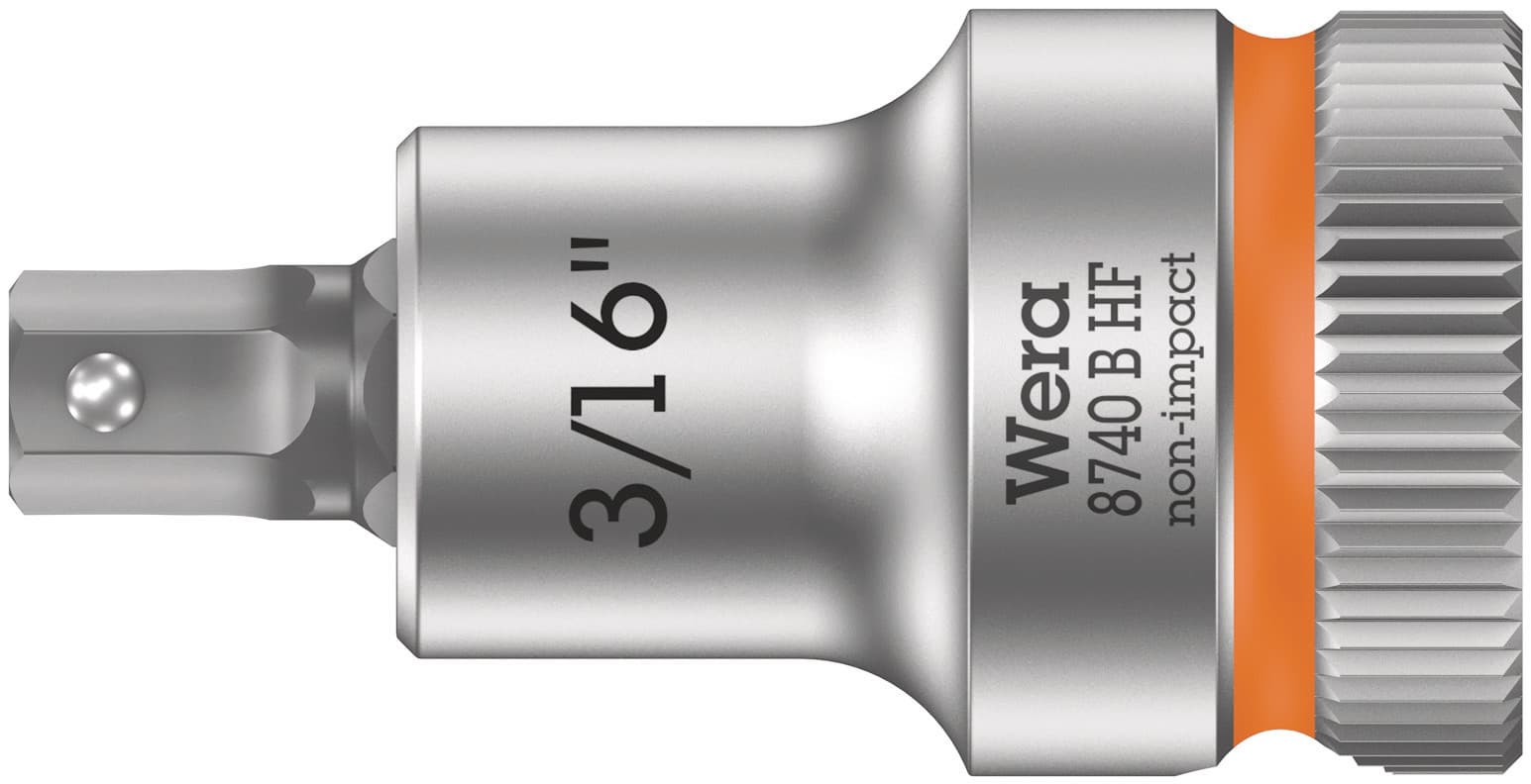 Головка торцевая 8740 B Hex-Plus HF Zyklop со вставкой под внутренний шестигранник DR 3/8 с функцией фиксации крепежа 3/16X35 мм
