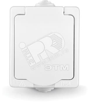 Розетка Аллегро с заземлением с защитной шторкой с крышкой IP54 белая