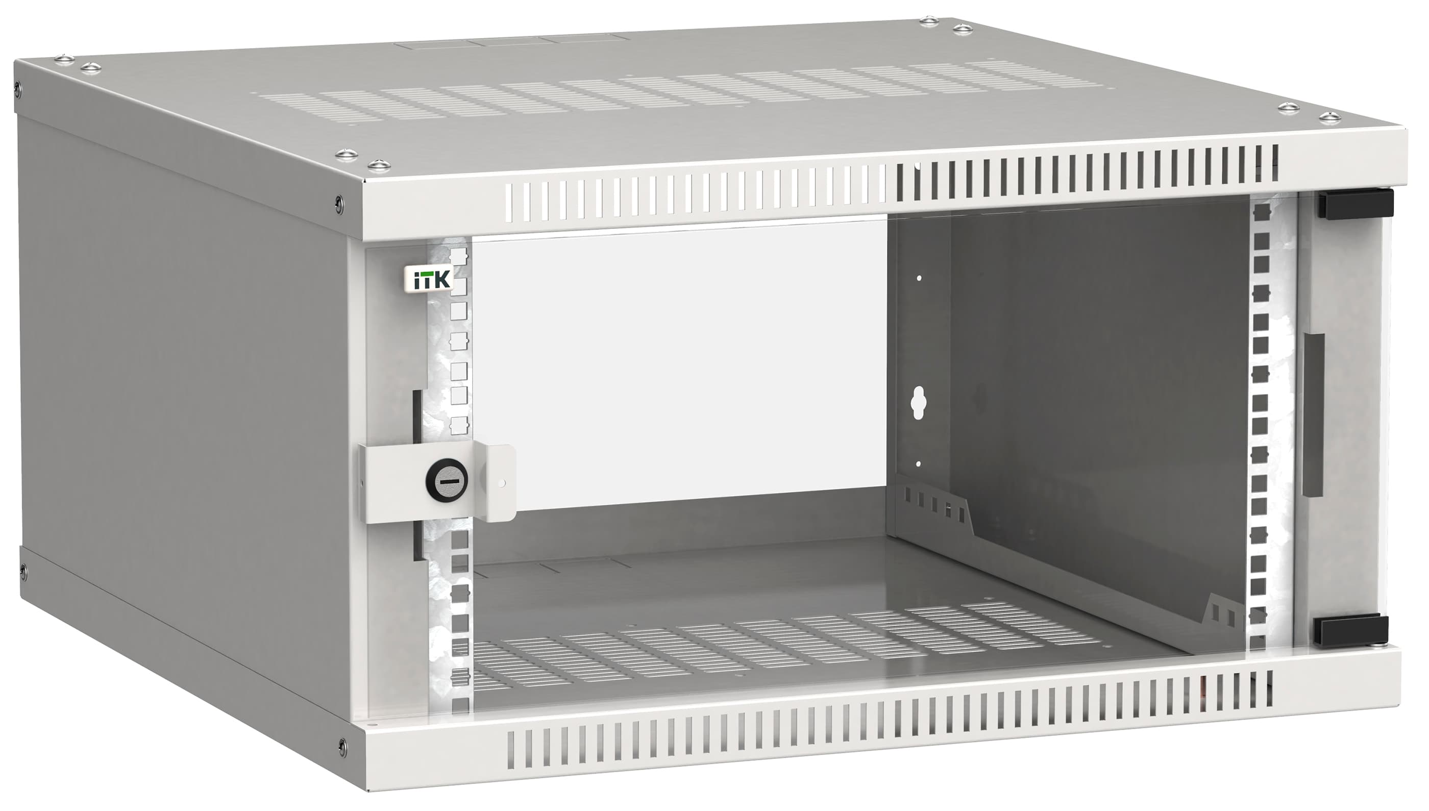 Шкаф LINEA WE 6U 600x600мм дверь стекло серый