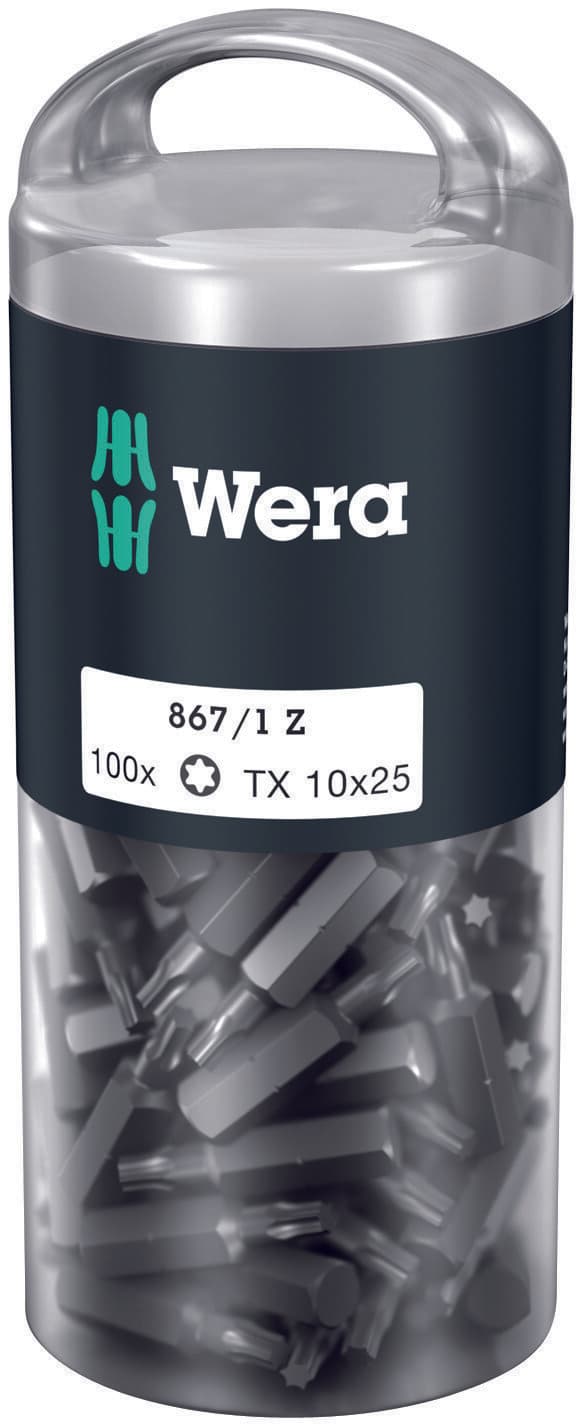 Набор бит 867/1 Z DIY 100 TORX 10 вязкая твердость хвостовик 1/4 C 6.3 TX 10X25 мм 100 шт с держателем-еврослот