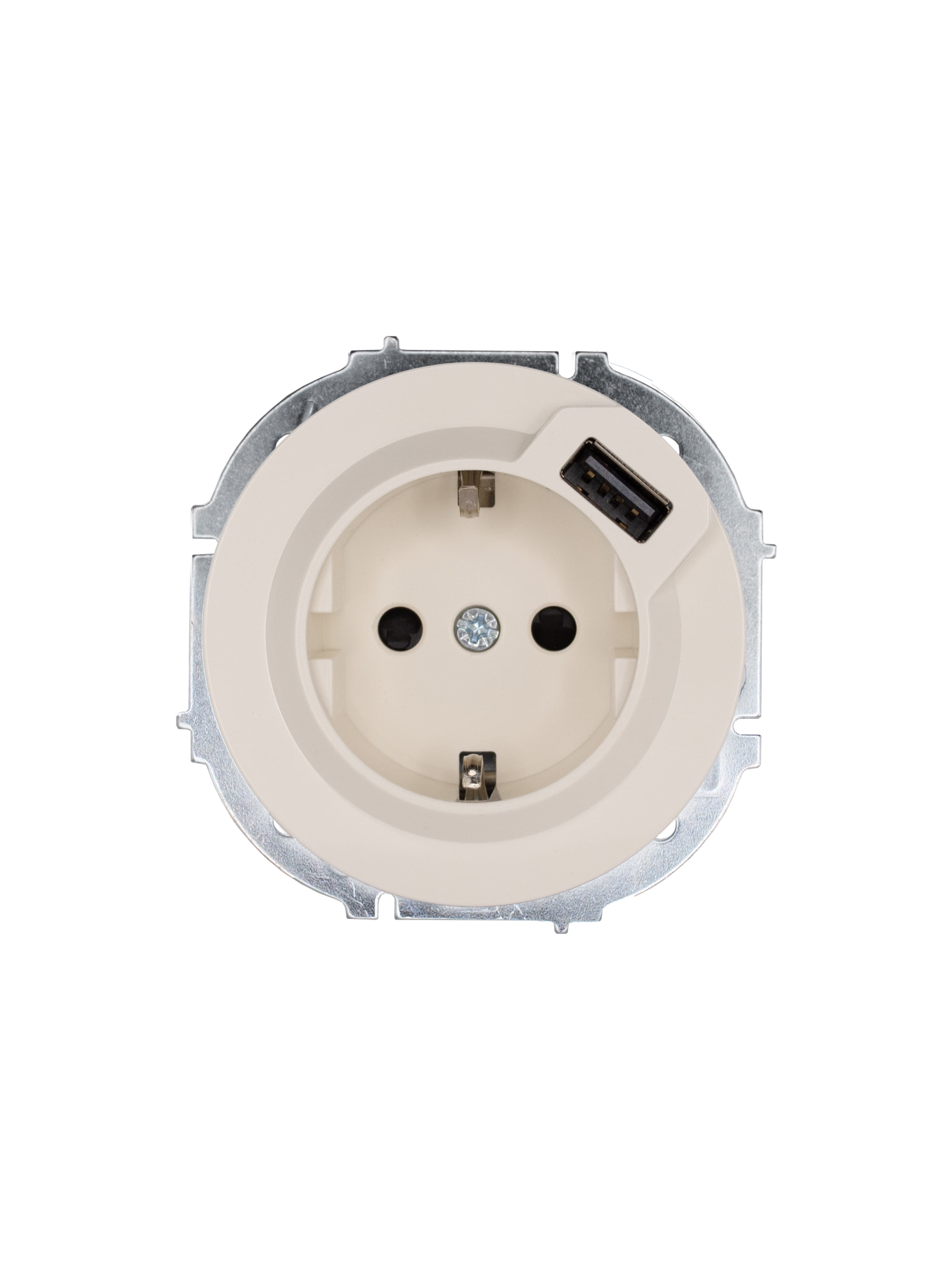 OSEN Розетка с заземлением (16 А) + USB, механизм, слоновая кость Lezard 743-9088-181