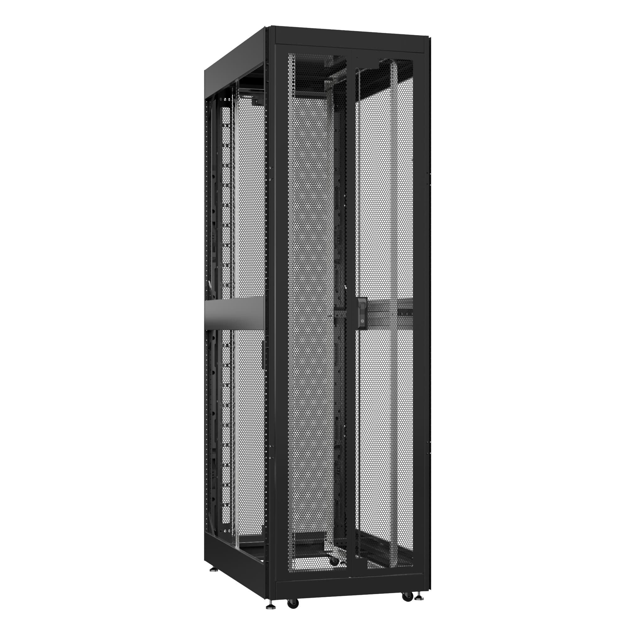 Шкаф серверный 52U 800х1200 передняя дверь: двустворчатая перфорированная IP20. задняя дверь: двустворчатая перфорированная IP20. боковые панели: без. цвет: черный RAL9005