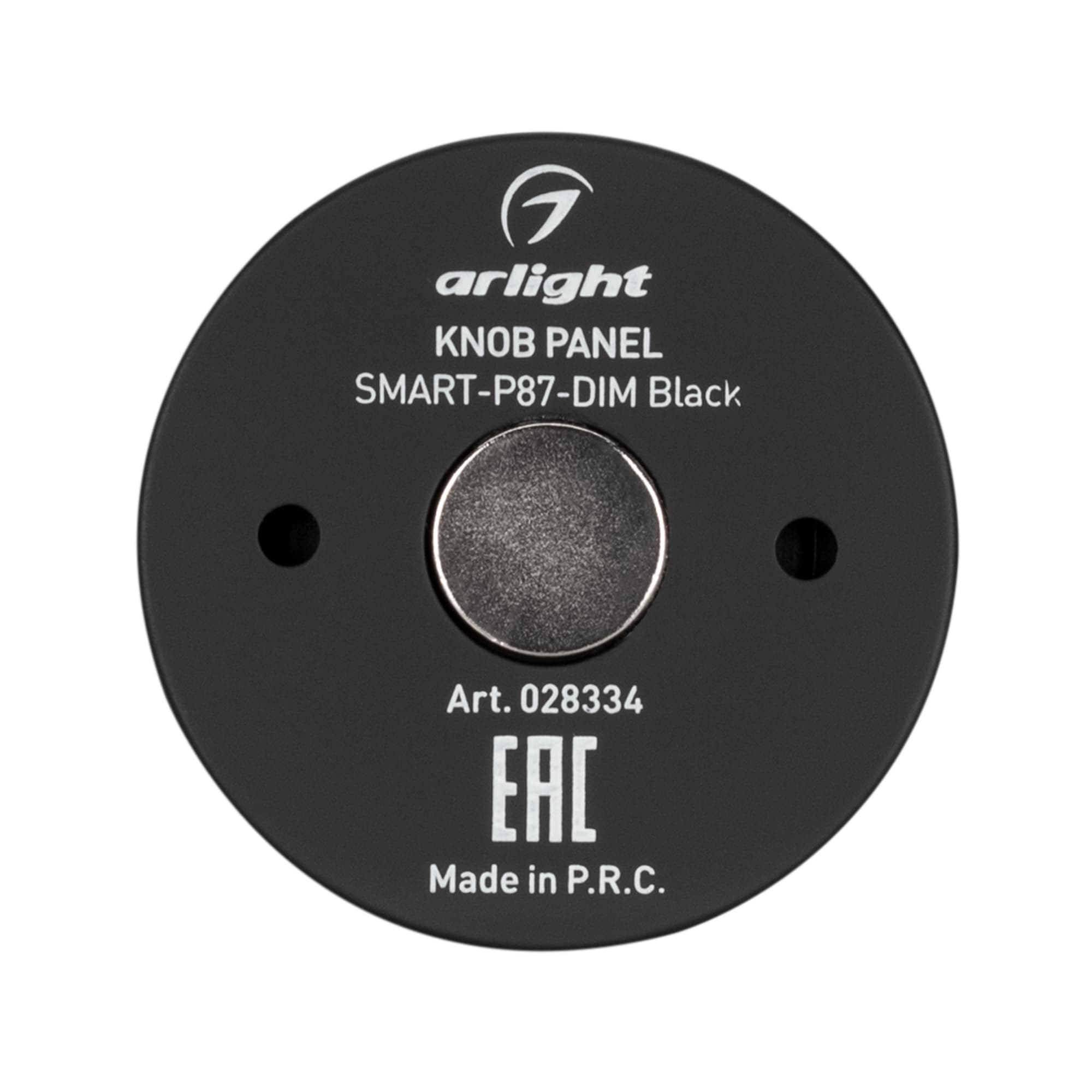 Панель Knob SMART-P87-DIM Black 3V, 1 зона, 2.4G ARL, IP20 пластик, 5 лет
