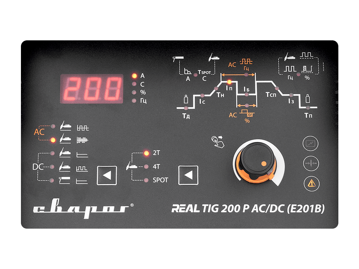 Инвертор сварочный TIG 200 P AC/DC ''REAL'' (E201B) Black (маска+педаль+перчатки)