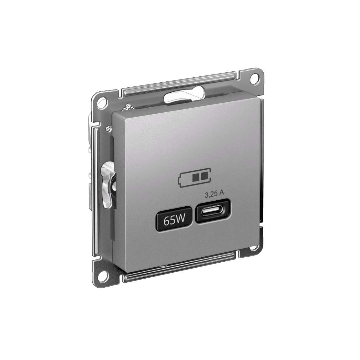 ATLASDESIGN USB РОЗЕТКА тип-C 65W высокоскор.заряд. QC, PD, механизм, АЛЮМИНИЙ
