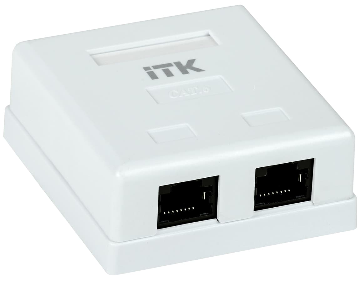 Розетка информационная настенная RJ-45 категория 6.2 порта