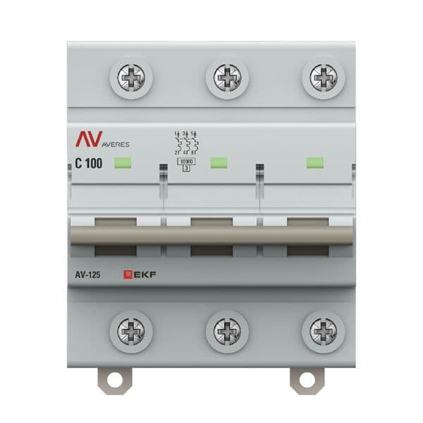 Выключатель автоматический AV-125 3P 100A (D) 10kA AVERES