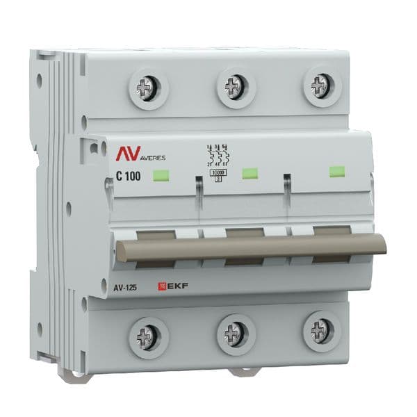 Выключатель автоматический AV-125 3P 100A (D) 10kA AVERES