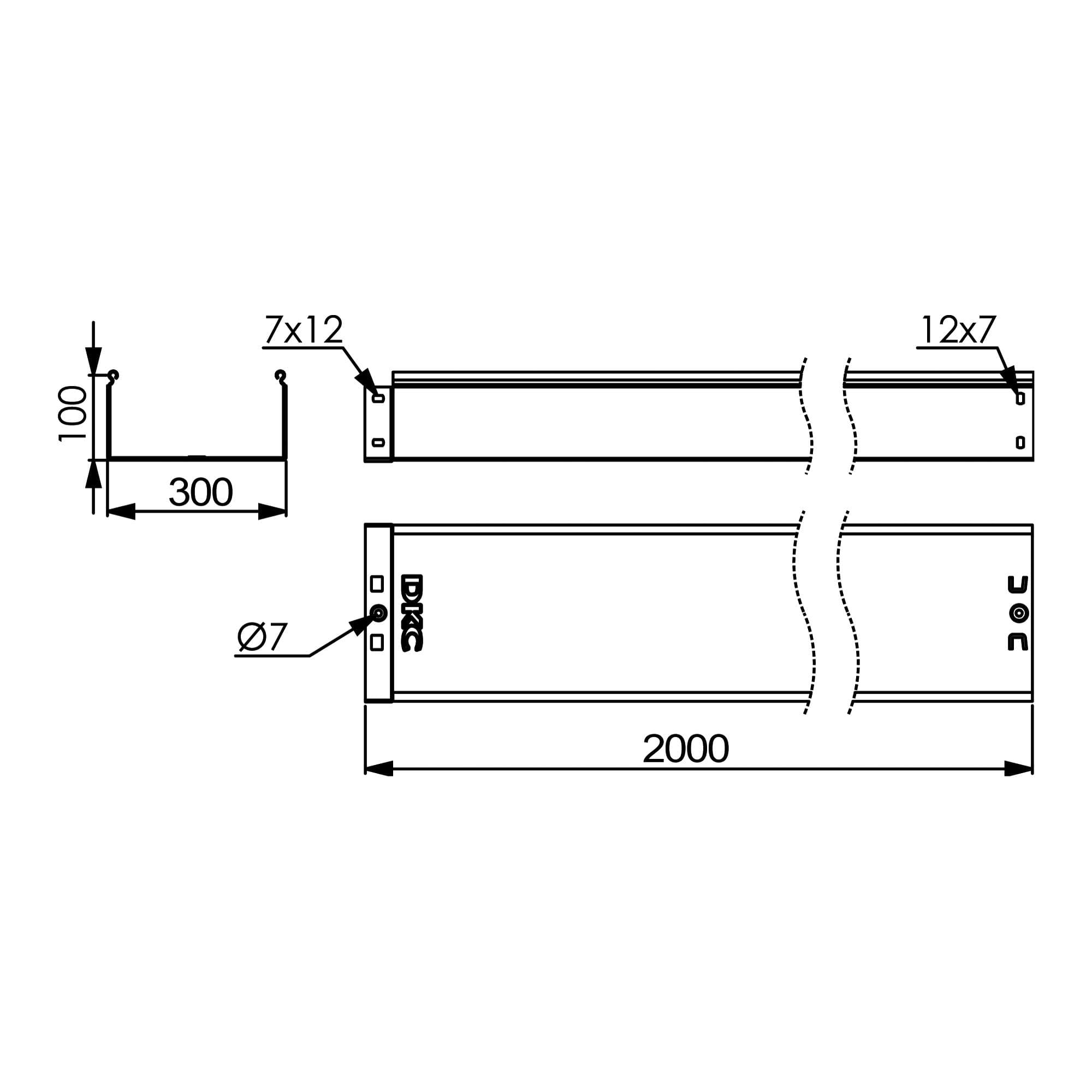 Лоток 300х100 L 2000, горячеоцинкованный