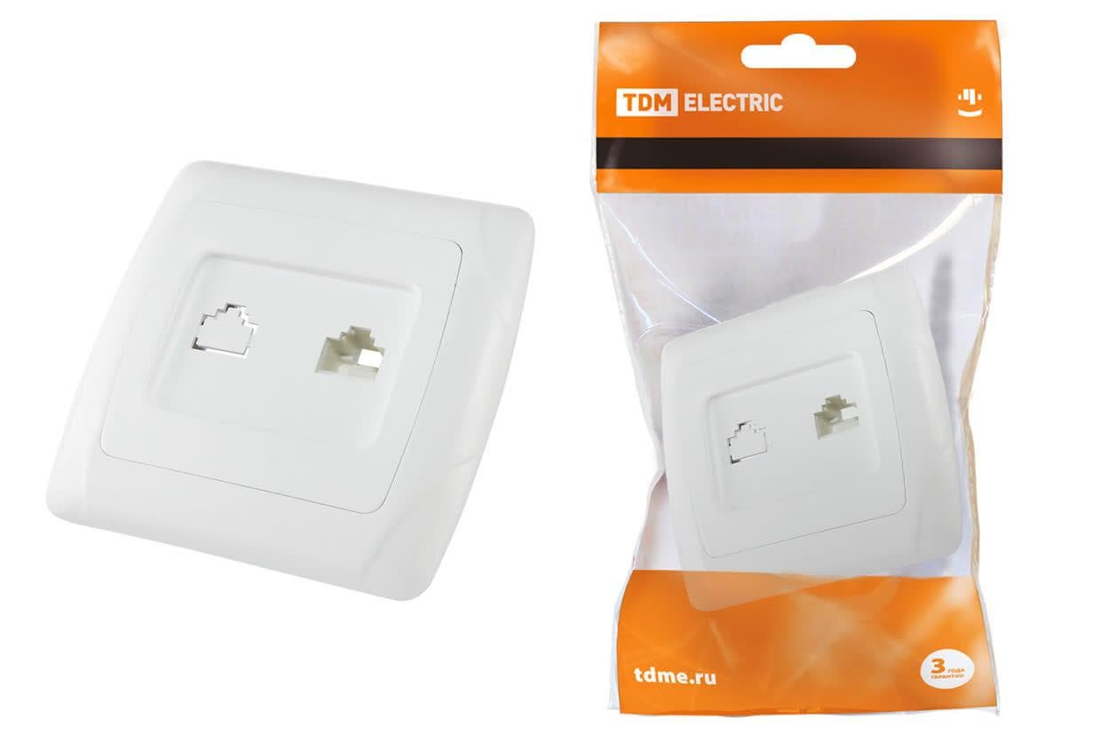 "Розетка компьютерная RJ45  белая ""Онега"" TDM"
