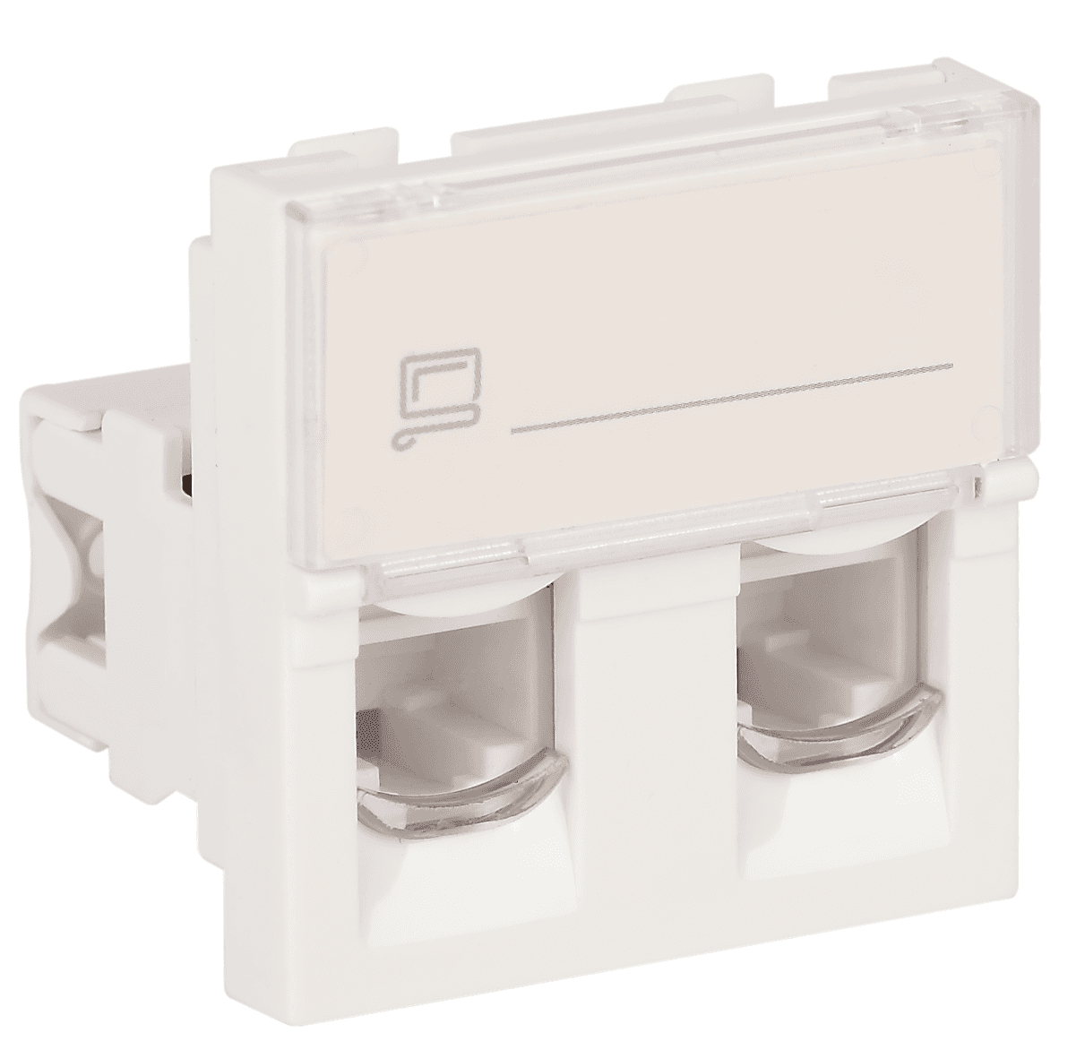 Розетка модульная компьютерная двойная RJ-45 45х45 мм белая