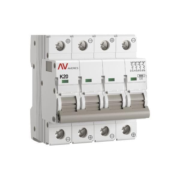 Выключатель автоматический AV-10 DC 4P 20A (K) 10kA AVERES