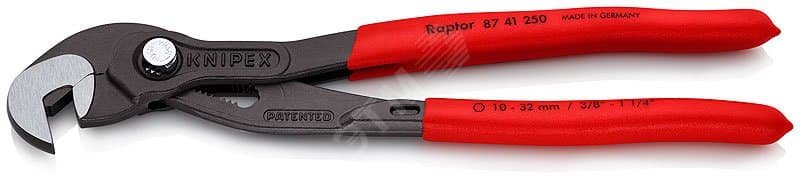 Клещи переставные RAPTOR- гаечный ключ 10 - 32 мм (3/8 - 1 1/4) L-250 мм Cr-V серые обливные рукоятки