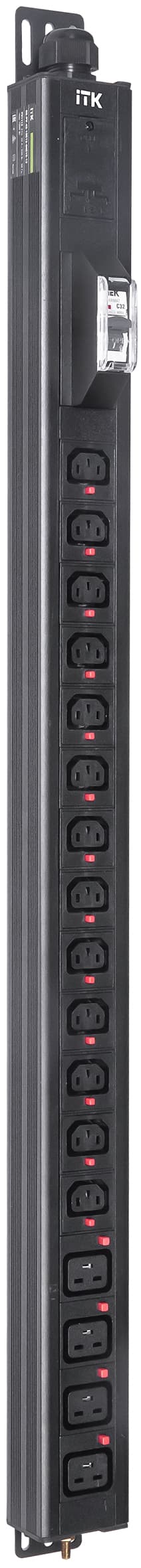 Блок распределения питания ITK BASE PDU PV1112 22U 1ф 32А 13C13 4C19 3м IEC60309