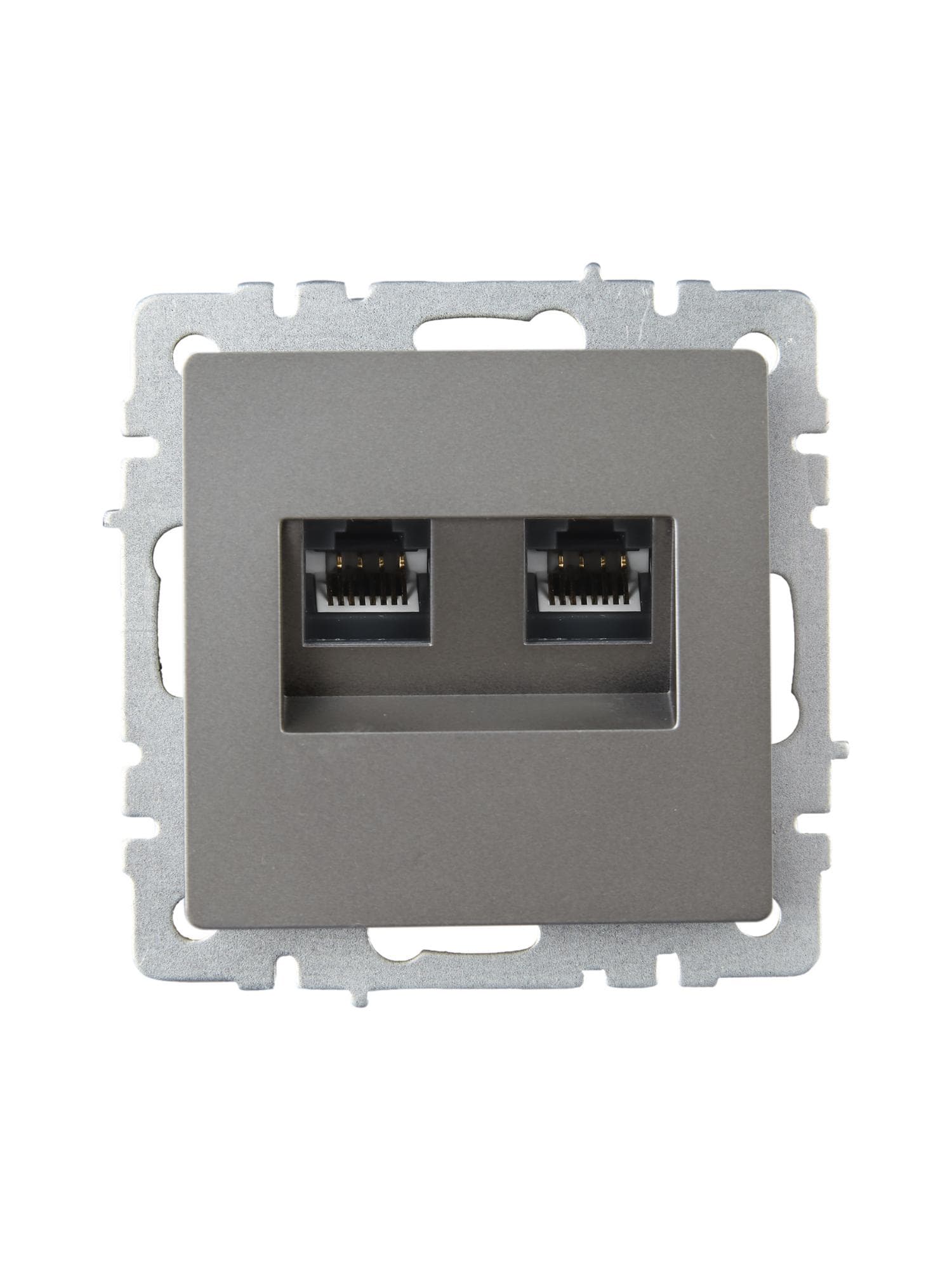 BRITE Розетка компьютерная двойная RJ45 кат.6 РК11-2-БрС сталь IEK
