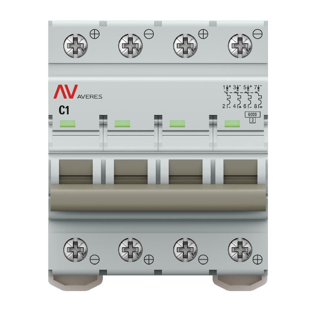 Выключатель автоматический AV-6 DC 4P 1A (C) 6kA AVERES