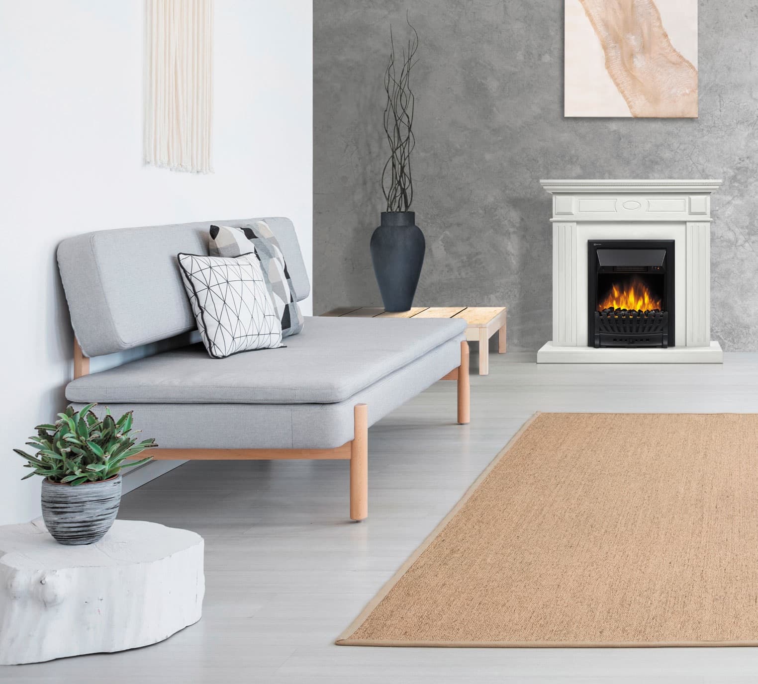 Портал для камина Bianco Classic шпон белый