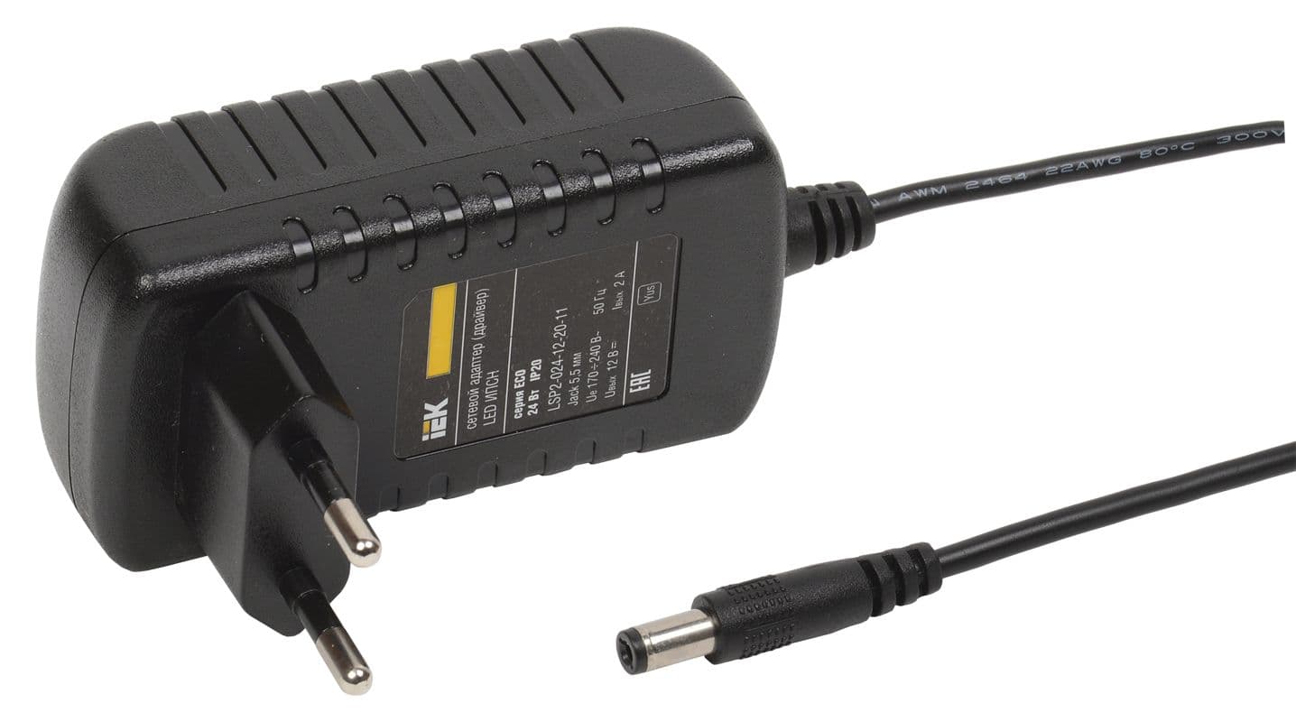 Драйвер LED ИПСН-ECO 24Вт 12В адаптер-Jack5,5 IP20