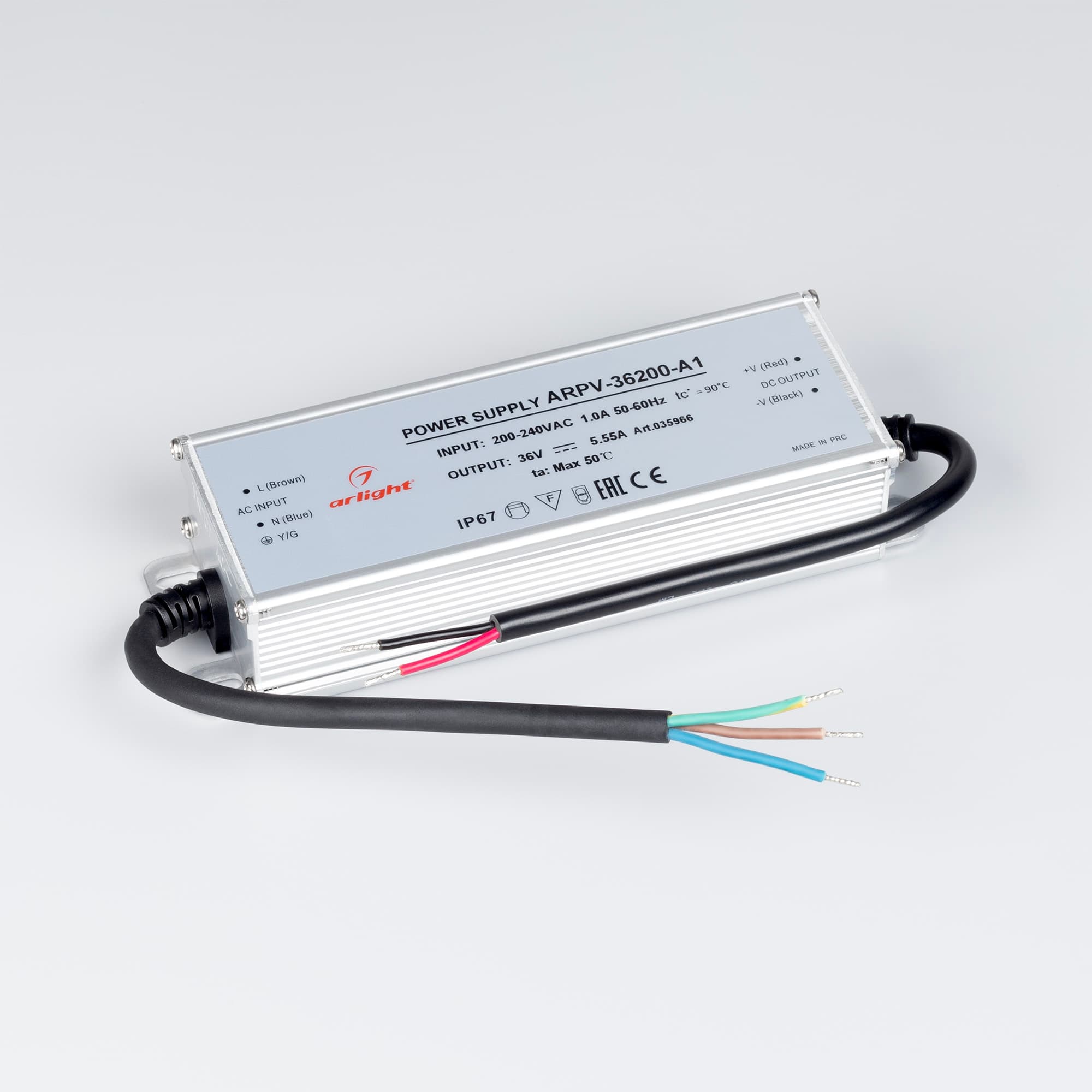 Блок питания ARPV-36200-A1 (36V, 5.55A, 200W) ( IP67 Металл, 3 года)