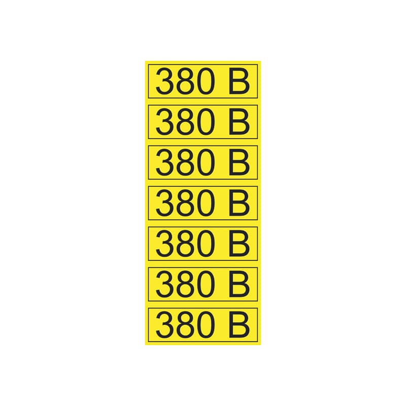 Наклейка знак электробезопасности  ''380 В '' 35х100 мм (7шт на листе), REXANT
