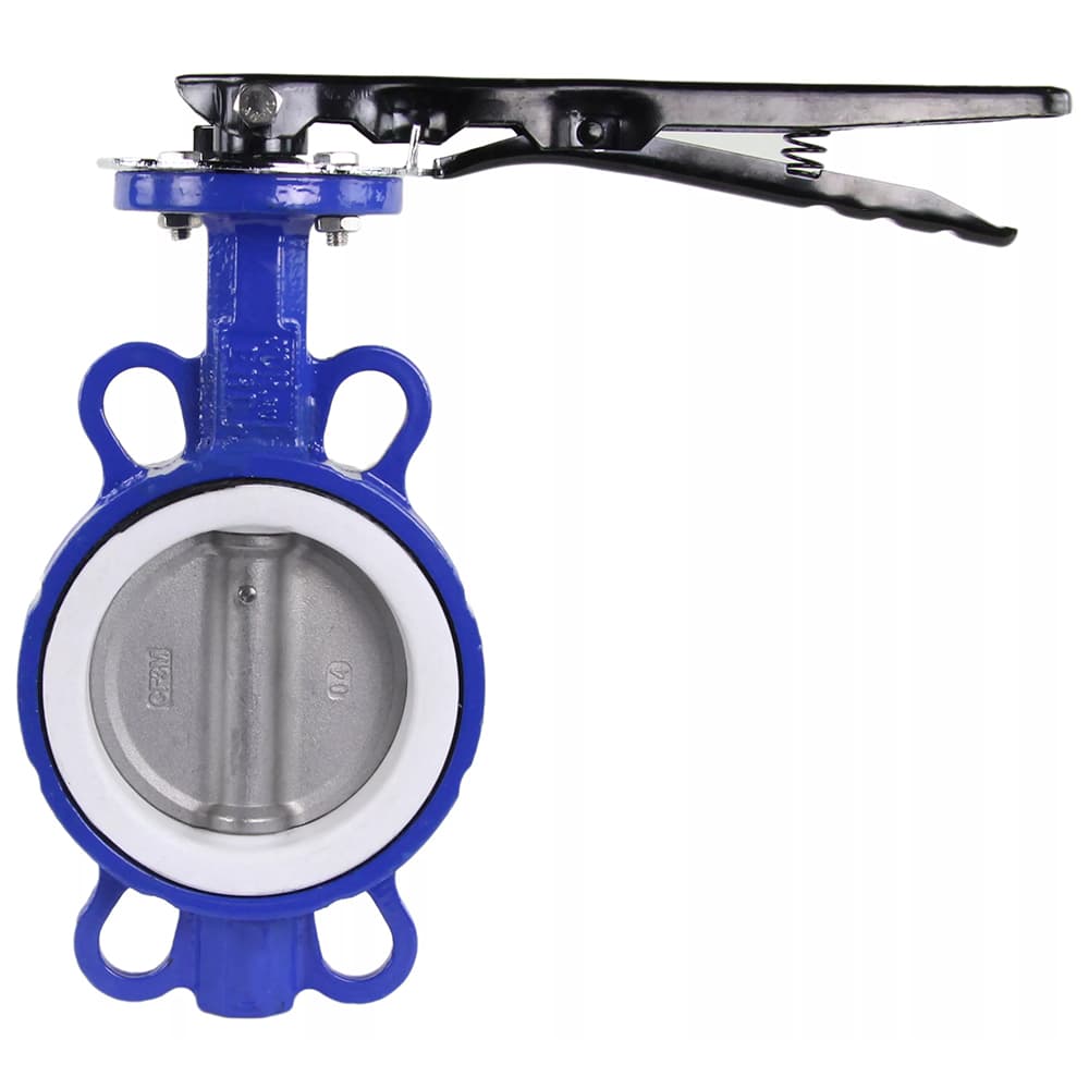 Затвор дисковый поворотный WCB-316L-PTFE Ду125 Ру16 корпус углеродистая сталь WCB, диск нержавеющая сталь 316L, уплотнение PTFE, с рукояткой, квадрат 14х14, F07