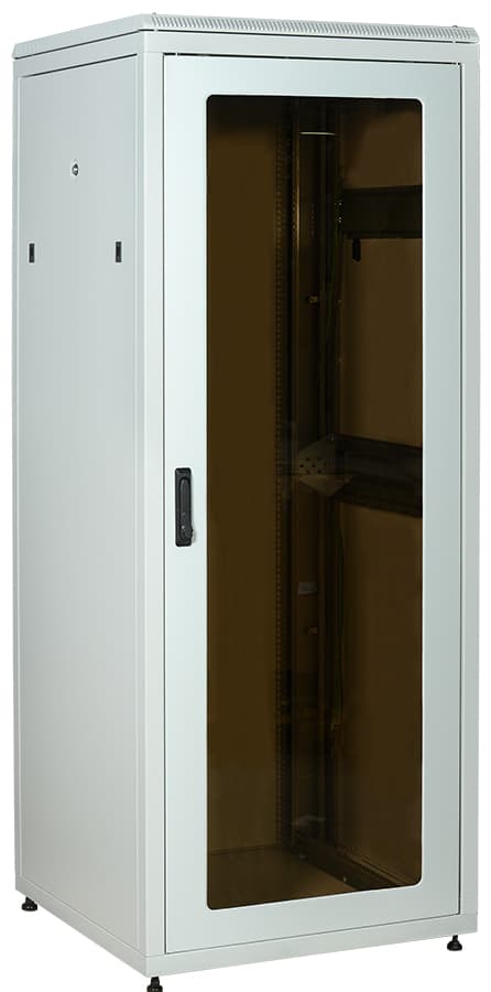 Шкаф сетевой 19' LINEA N 18U 800х800мм стеклянная передняя дверь задняя металлическая серый