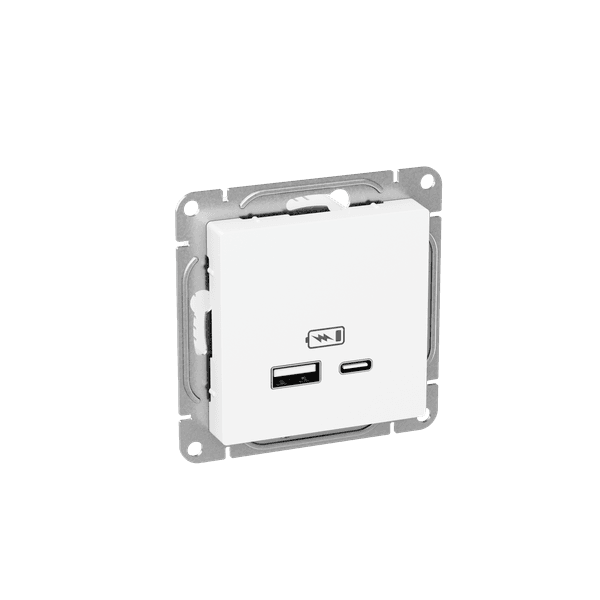 Механизм розетки USB-A+С, белый Эпика EKF