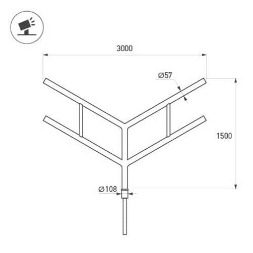 Кронштейн OXOR-SY4-3000x108-L1500 BLACK (ARL, Сталь)