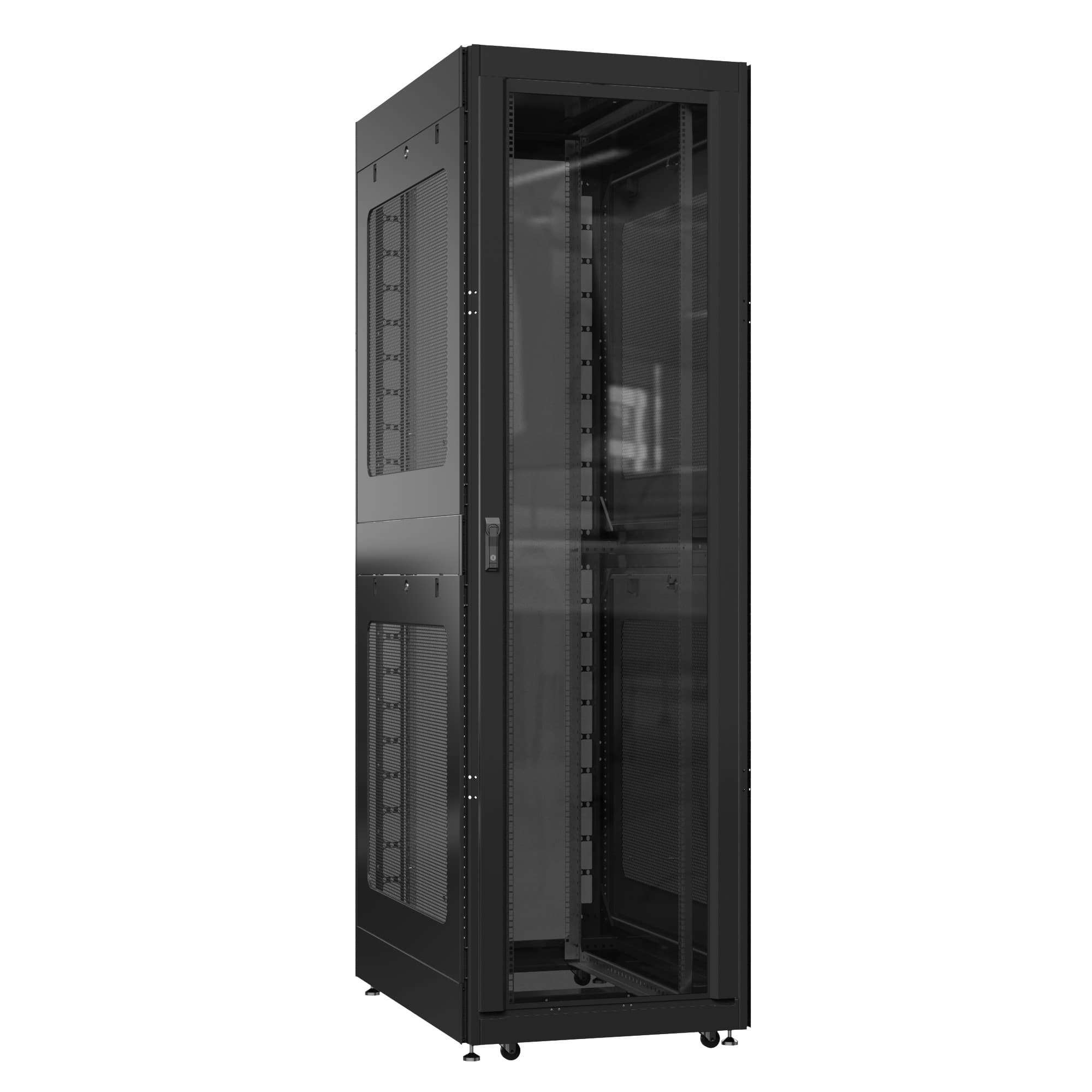 Шкаф серверный 52U 800х1200 передняя дверь: стекло IP41. задняя дверь: без. боковые панели: перфорированные. цвет: черный RAL9005