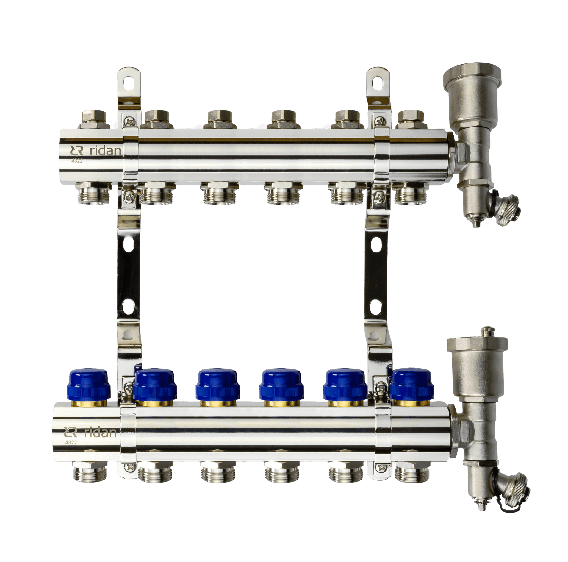 Коллекторная группа FHF-6R set 6 контуров 1'x3/4' c воздухоотводчиками и кронштейнами
