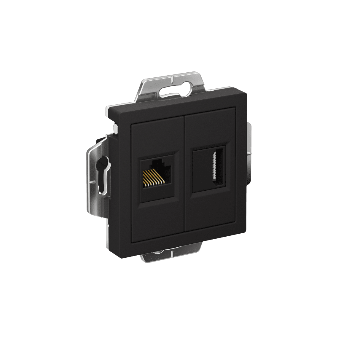 ATLASDESIGN РОЗЕТКА двойная HDMI+RJ45, кат.5Е, механизм, КАРБОН