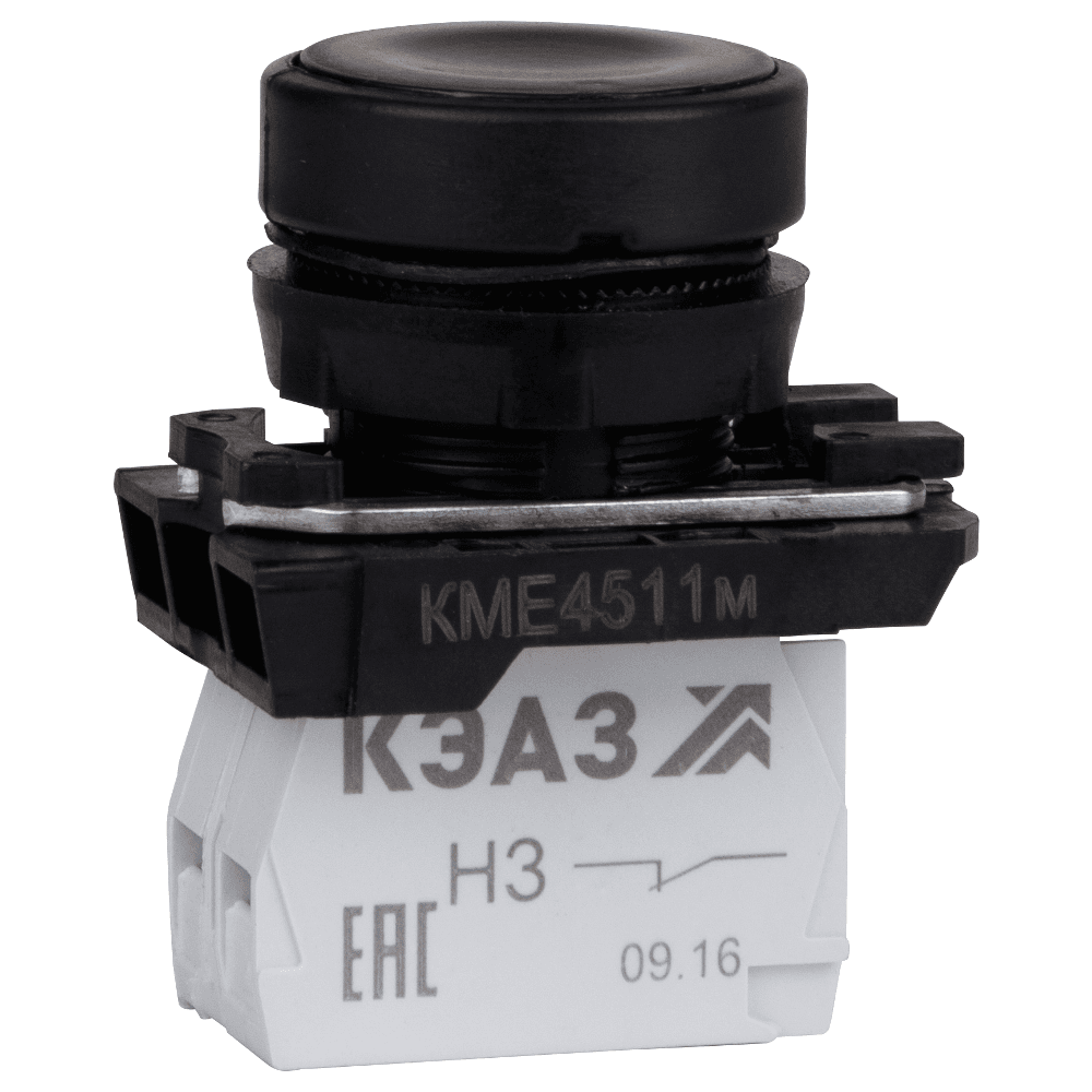 Кнопка КМЕ4522м-черный-2но+2нз-цилиндр-IP54