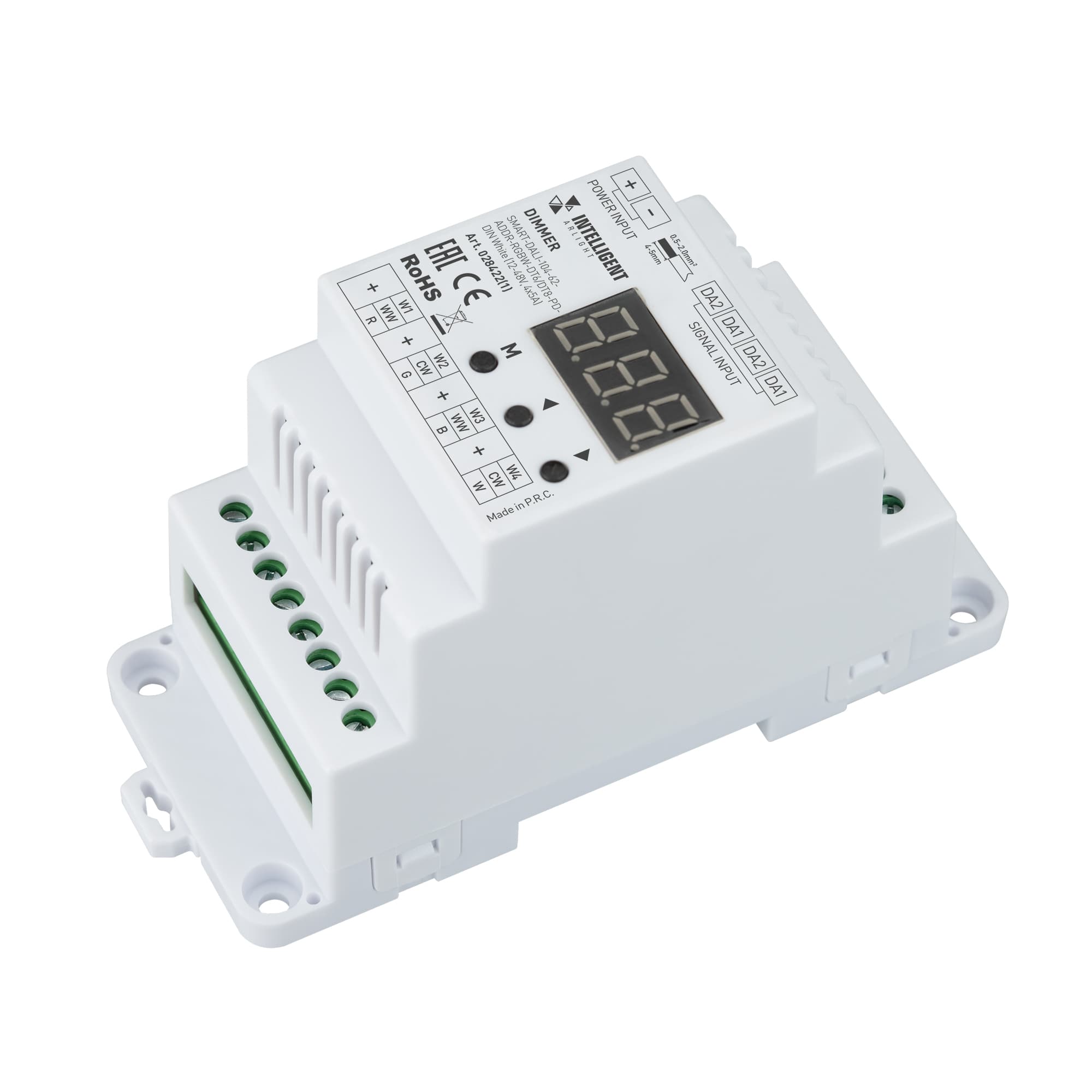Диммер INTELLIGENT ARLIGHT SMART-DALI-104-62-ADDR-RGBW-DT6/DT8-PD-DIN White 12-48V, 4x5А, IP20, пластик, 5 лет