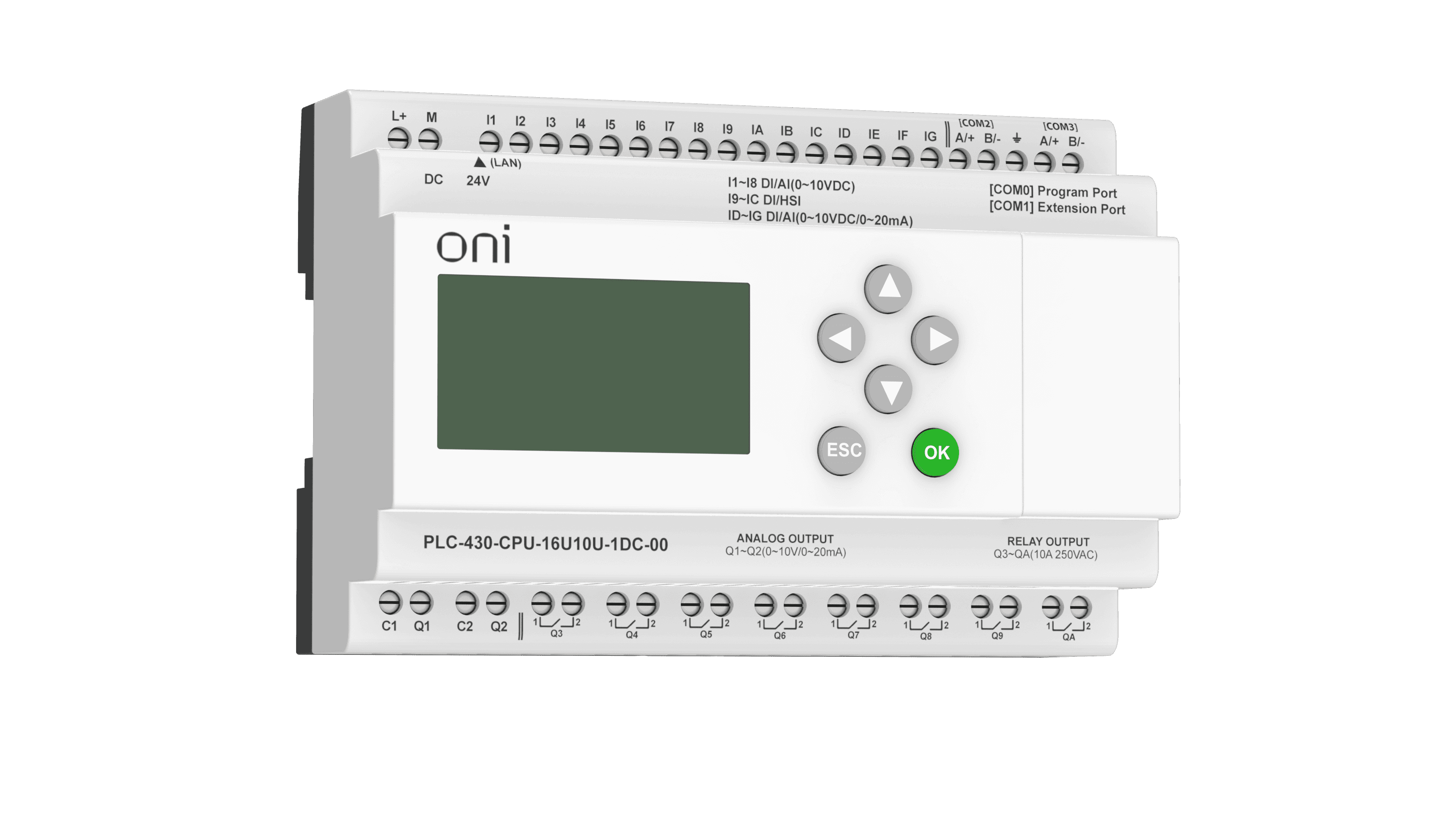 Модуль ЦПУ 4 DI 12 UI (0-10 В/DI) 8 RO 2 AO (1 шт 0-10 В и 1 шт 0-20 мА) 24В DC с Ethernet портом с экраном