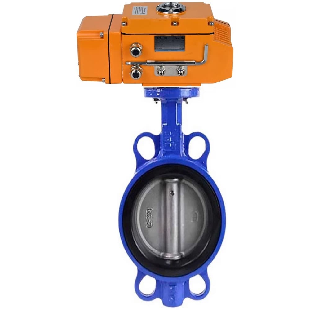 Затвор дисковый поворотный QT450-QT450-NBR-2W-Fb-H Ду100 Ру16 корпус чугун QT450, диск чугун QT450, уплотнение NBR, с электроприводом 1/4-оборотным QT-100 220В с датчиком обратной связи и управляющим сигналом 0-10В